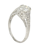 Art Deco 0.90 CTW Diamond Platinum Wheat Loop Vintage Engagement Ring