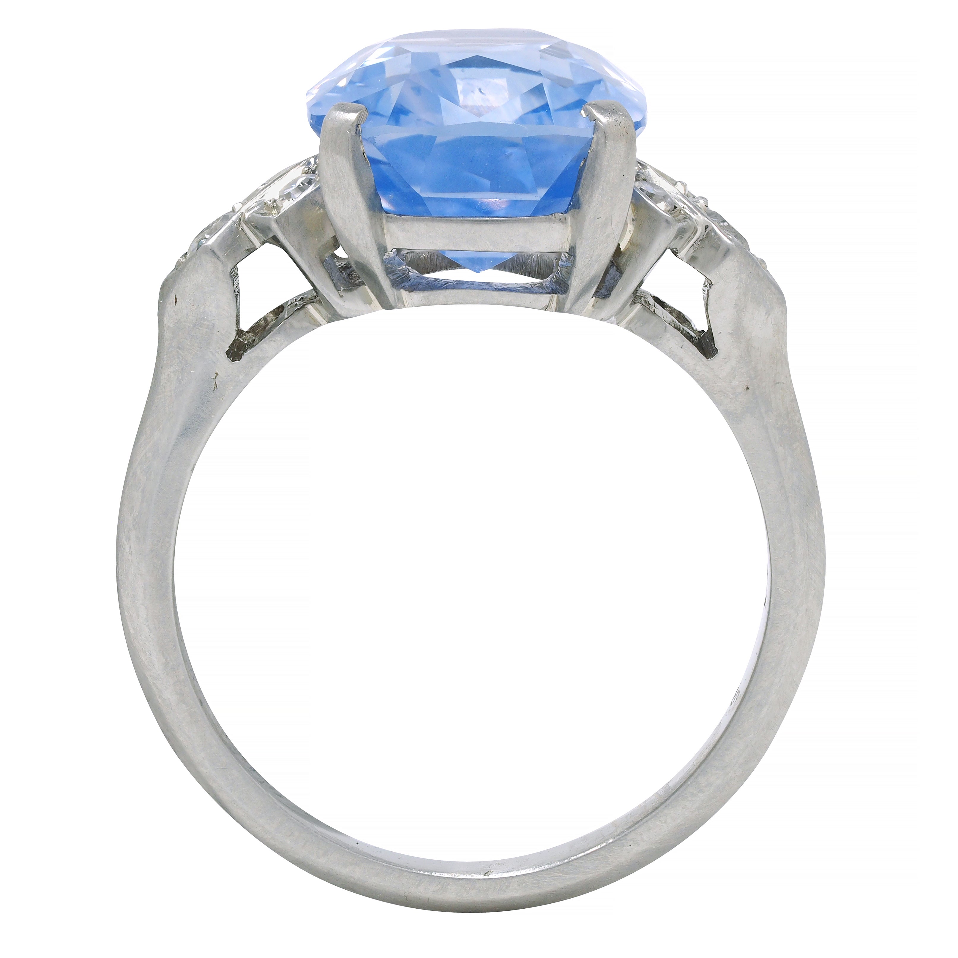 Mid-Century 6.60 CTW No Heat Ceylon Sapphire 18 Karat Gold Vintage Ring GIA