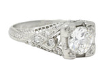 Art Deco 1928 1.18 CTW Old European Cut Diamond Platinum Twist Engagement Ring