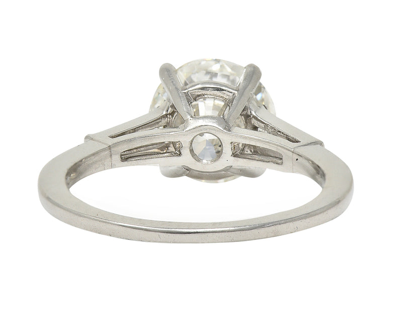 Mid-Century 2.88 CTW Diamond Platinum Vintage Three Stone Engagement Ring GIA