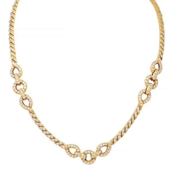 Van Cleef & Arpels French 5.45 CTW Diamond 18 Karat Yellow Gold Rope Necklace