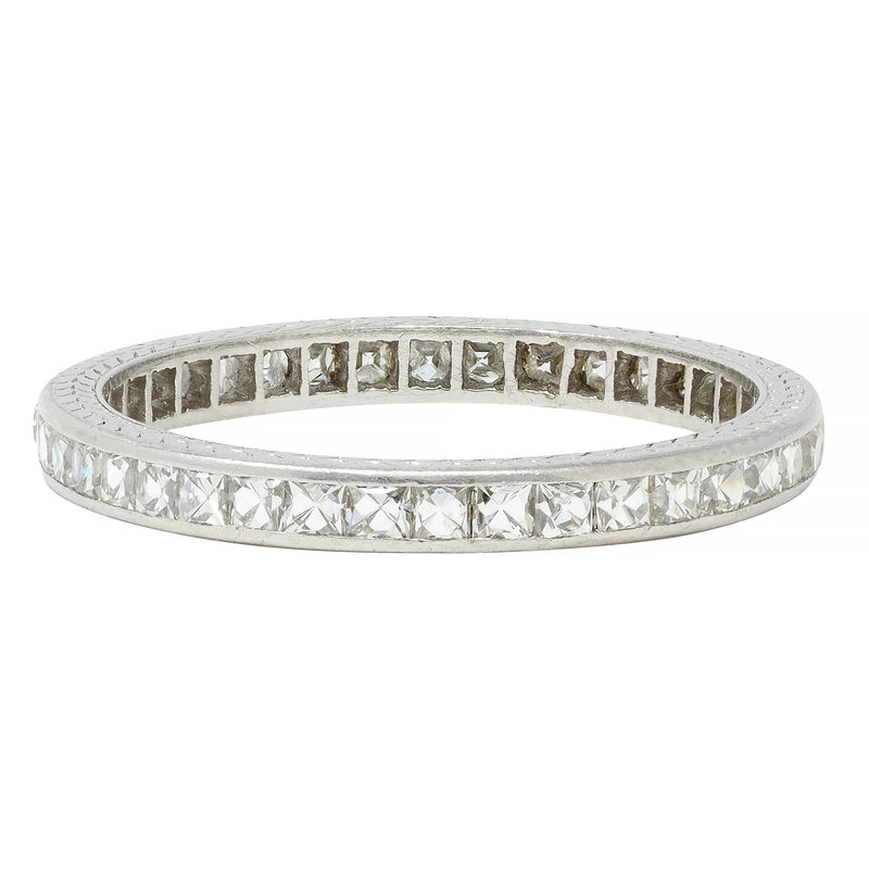 Tiffany & Co. Art Deco 1.17 CTW French Cut Diamond Platinum Wheat Band Ring