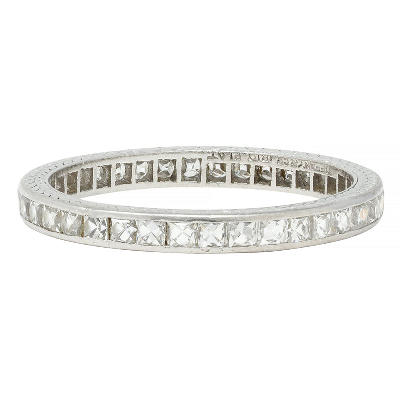 Tiffany & Co. Art Deco 1.17 CTW French Cut Diamond Platinum Wheat Band Ring