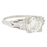 Art Deco 1.03 CTW Old European Cut Diamond Platinum Vintage Engagement Ring