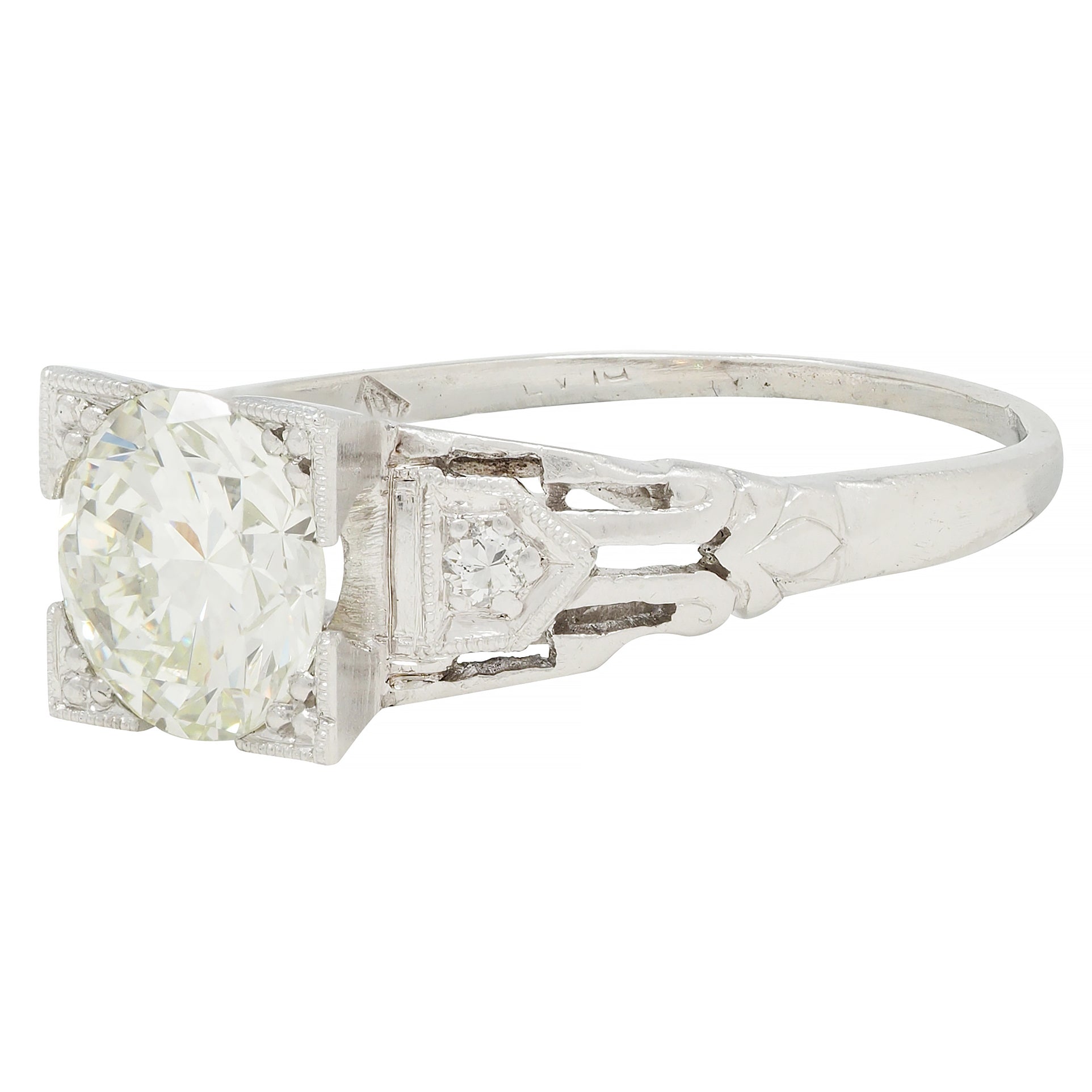 Art Deco 1.03 CTW Old European Cut Diamond Platinum Vintage Engagement Ring