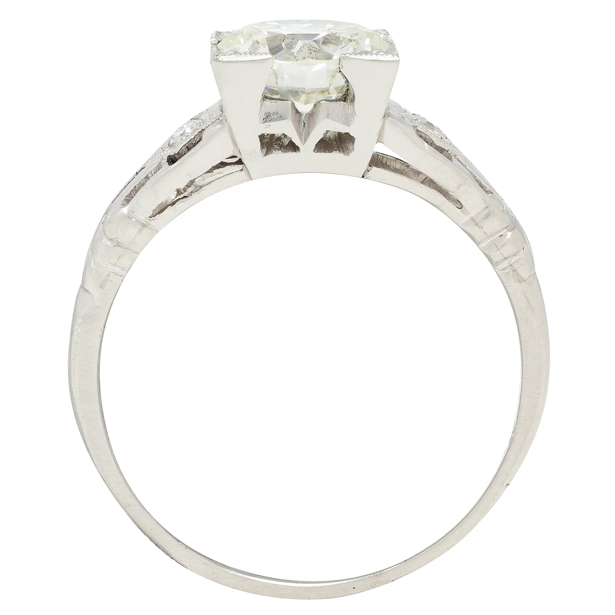 Art Deco 1.03 CTW Old European Cut Diamond Platinum Vintage Engagement Ring