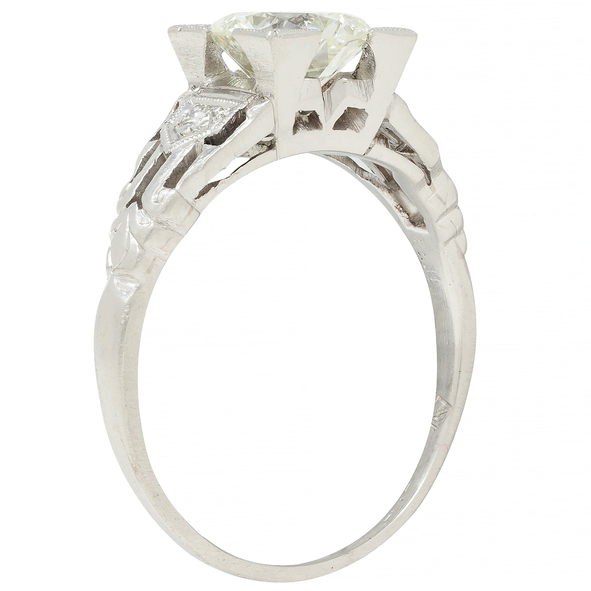 Art Deco 1.03 CTW Old European Cut Diamond Platinum Vintage Engagement Ring