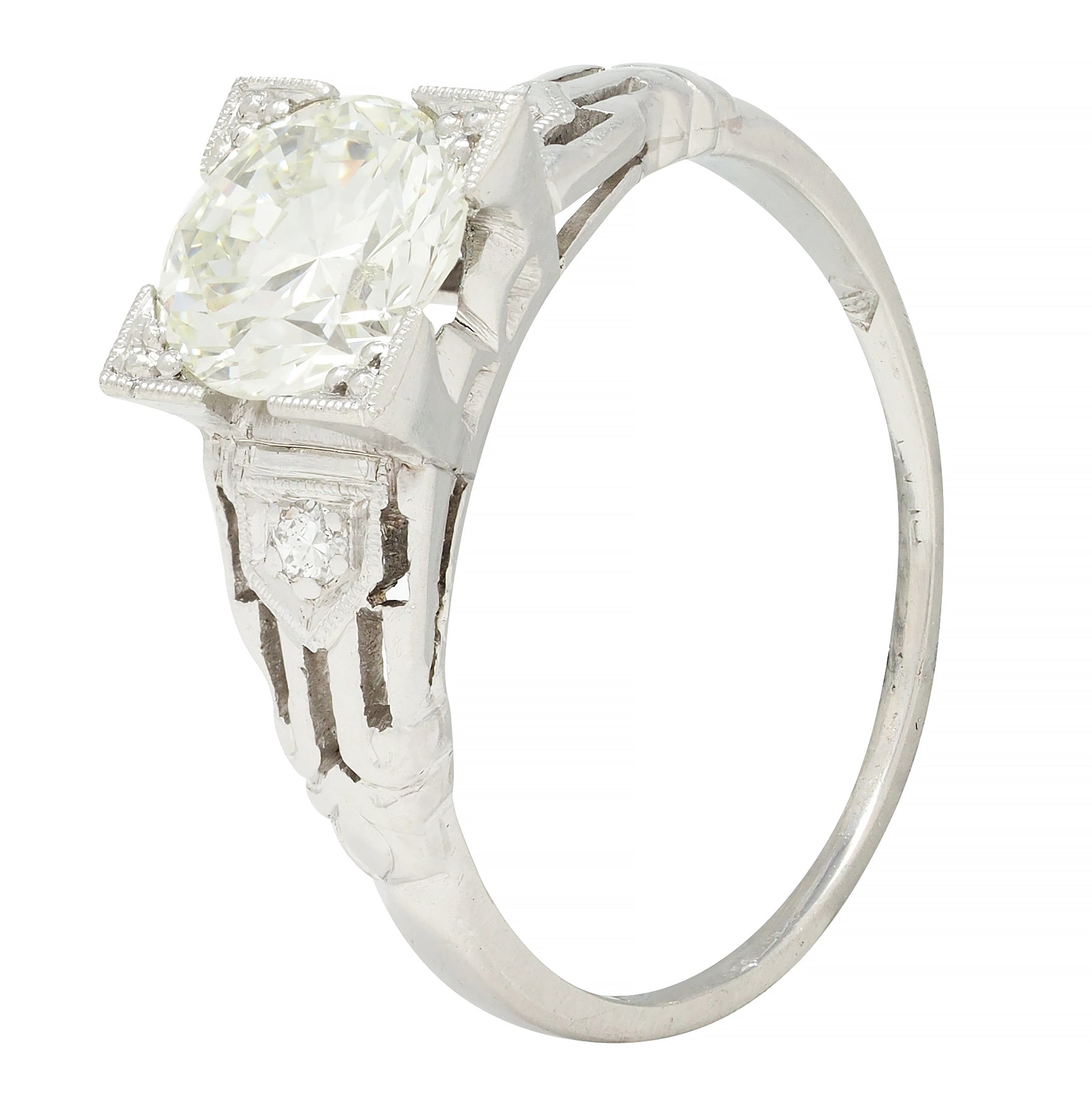 Art Deco 1.03 CTW Old European Cut Diamond Platinum Vintage Engagement Ring