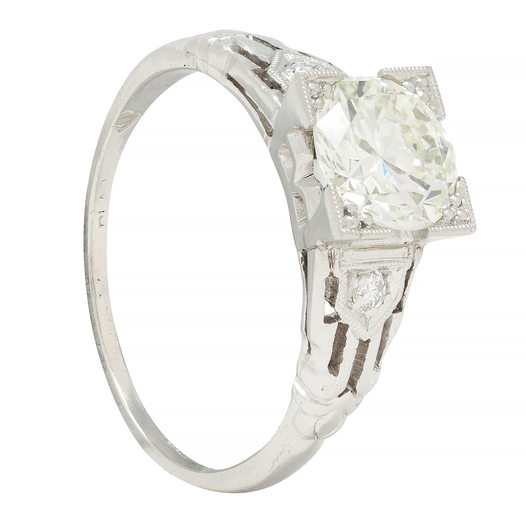 Art Deco 1.03 CTW Old European Cut Diamond Platinum Vintage Engagement Ring