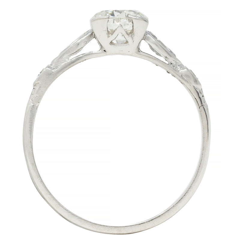 Retro 1.18 CTW Old European Diamond Platinum Vintage Engagement Ring