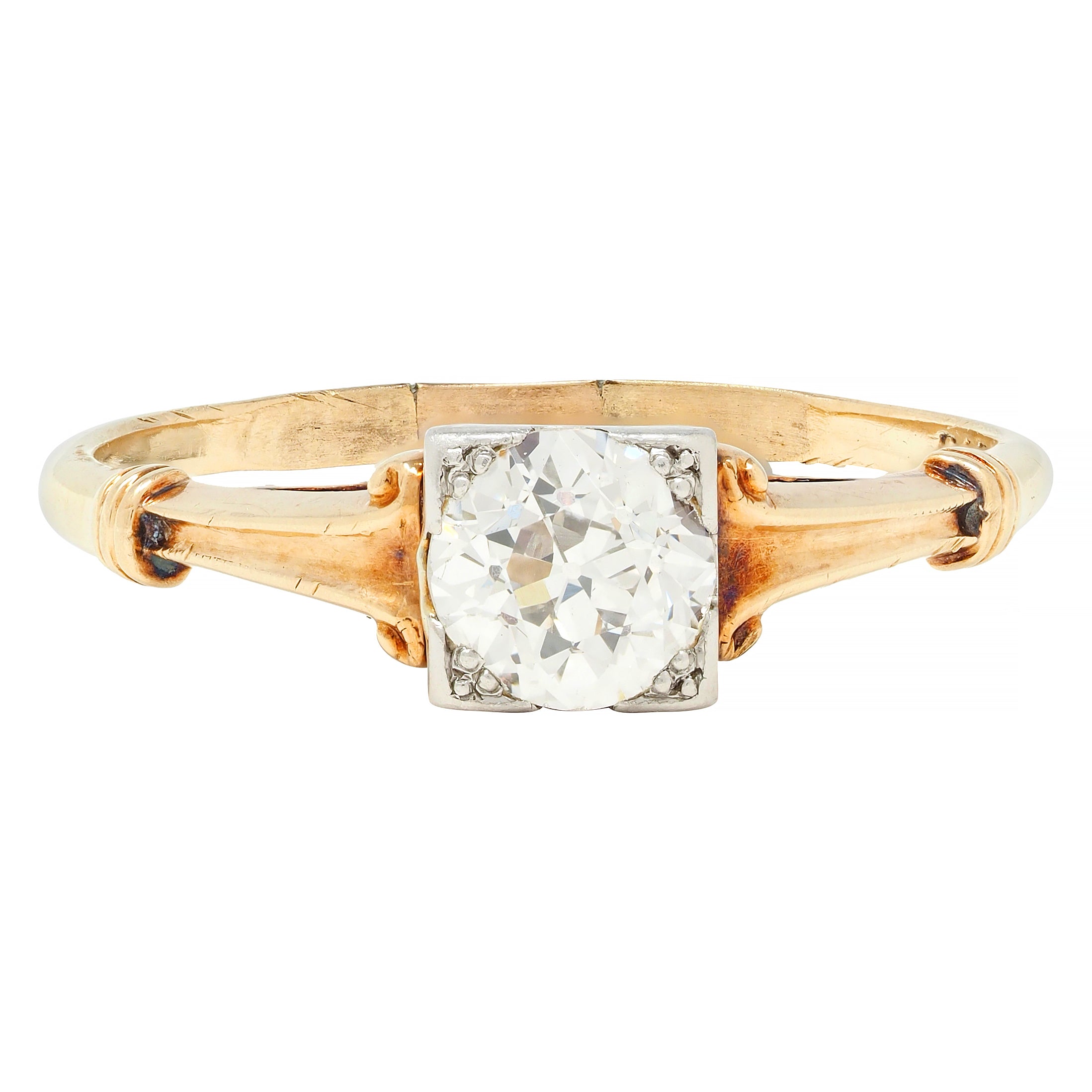 Brogan Co. Edwardian 0.70 CTW Platinum 14 Karat Gold Antique Engagement Ring