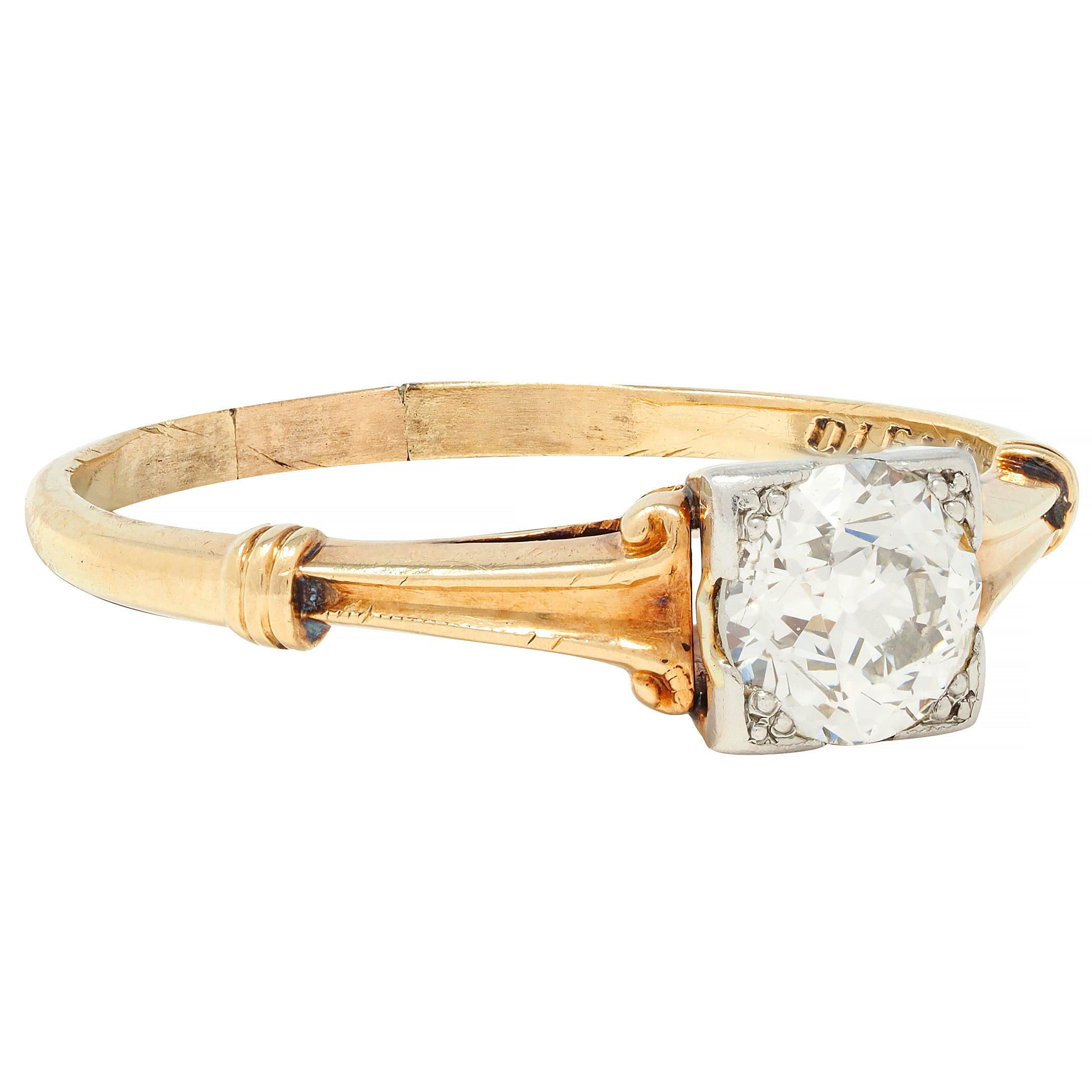 Brogan Co. Edwardian 0.70 CTW Platinum 14 Karat Gold Antique Engagement Ring