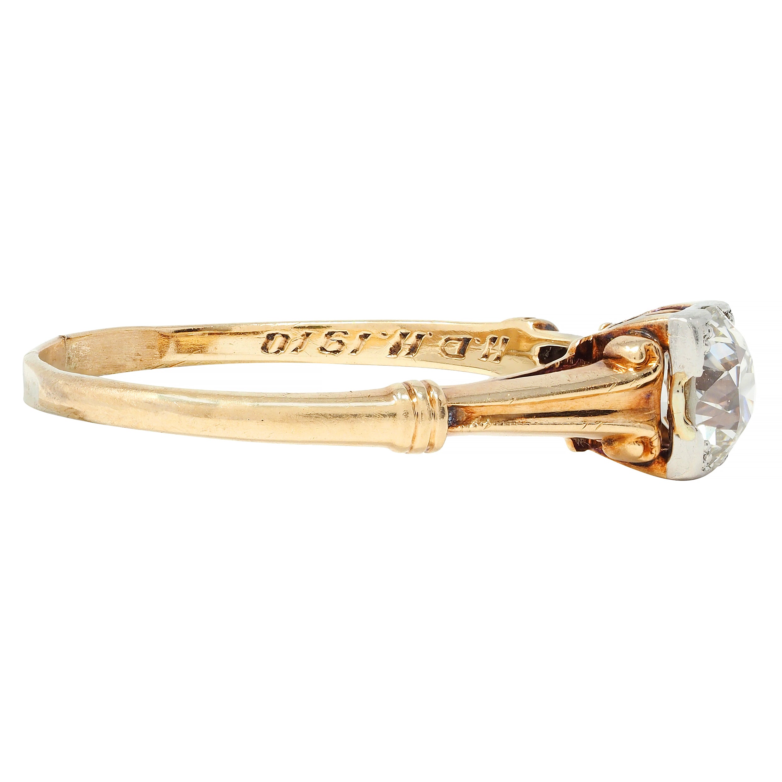 Brogan Co. Edwardian 0.70 CTW Platinum 14 Karat Gold Antique Engagement Ring