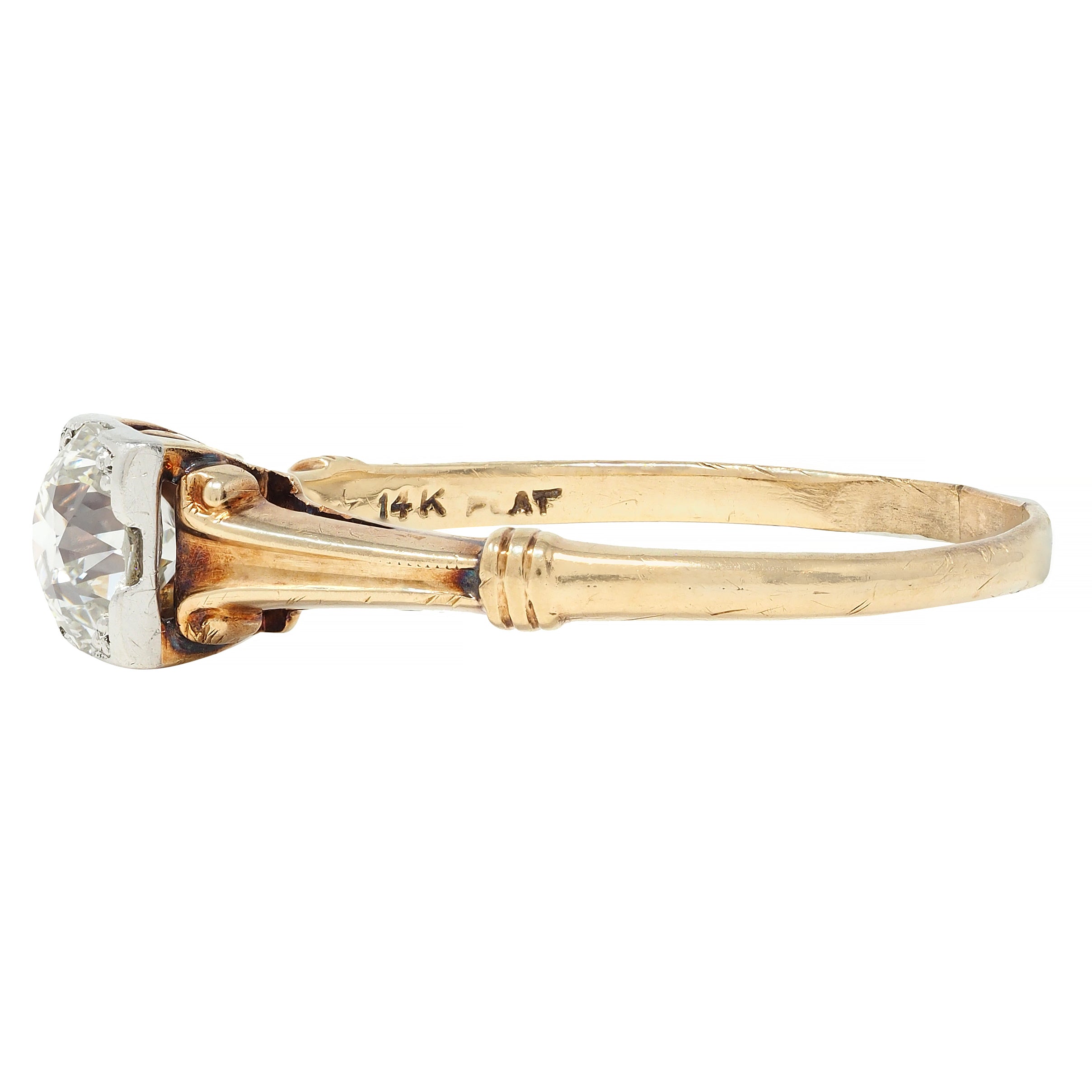 Brogan Co. Edwardian 0.70 CTW Platinum 14 Karat Gold Antique Engagement Ring