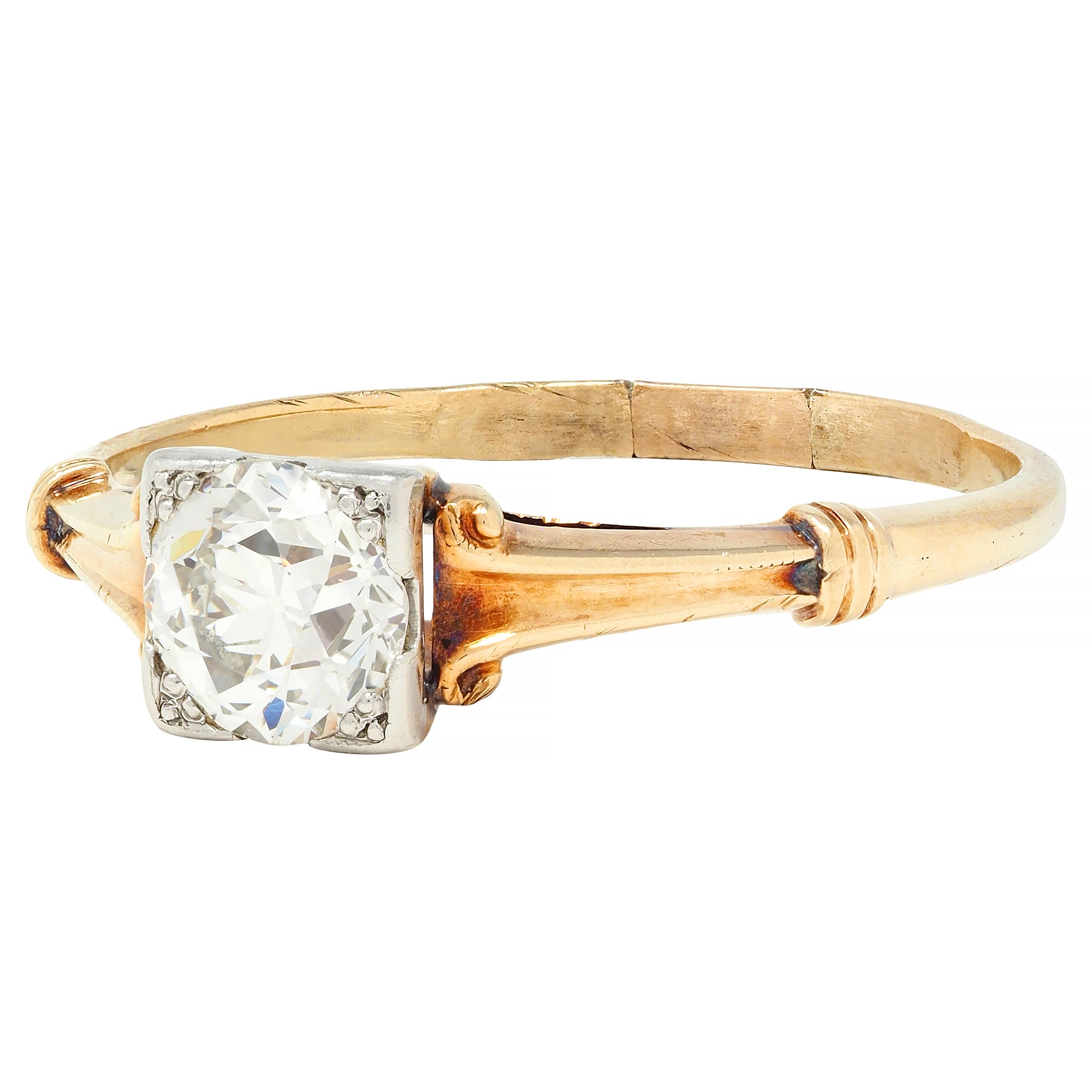 Brogan Co. Edwardian 0.70 CTW Platinum 14 Karat Gold Antique Engagement Ring