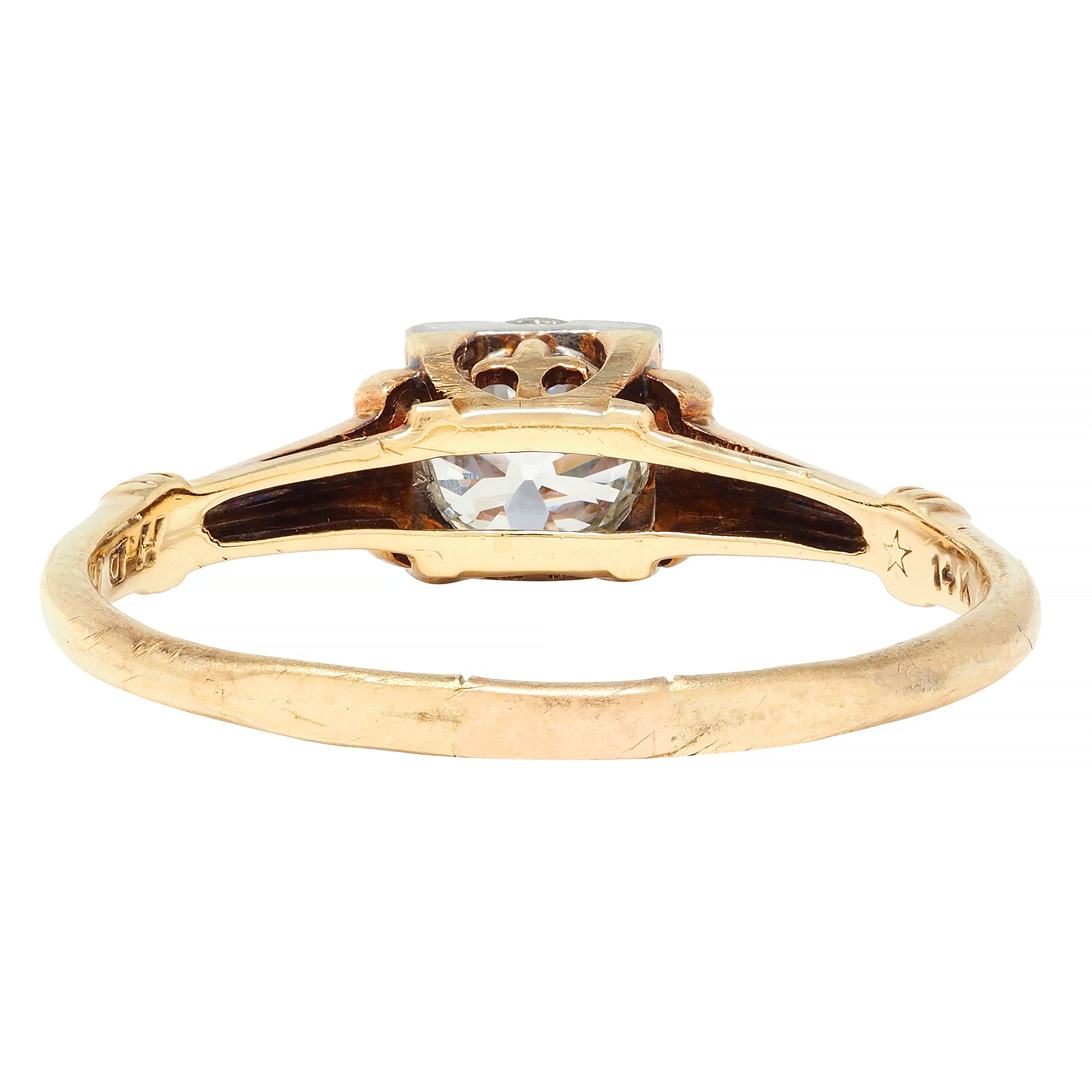 Brogan Co. Edwardian 0.70 CTW Platinum 14 Karat Gold Antique Engagement Ring