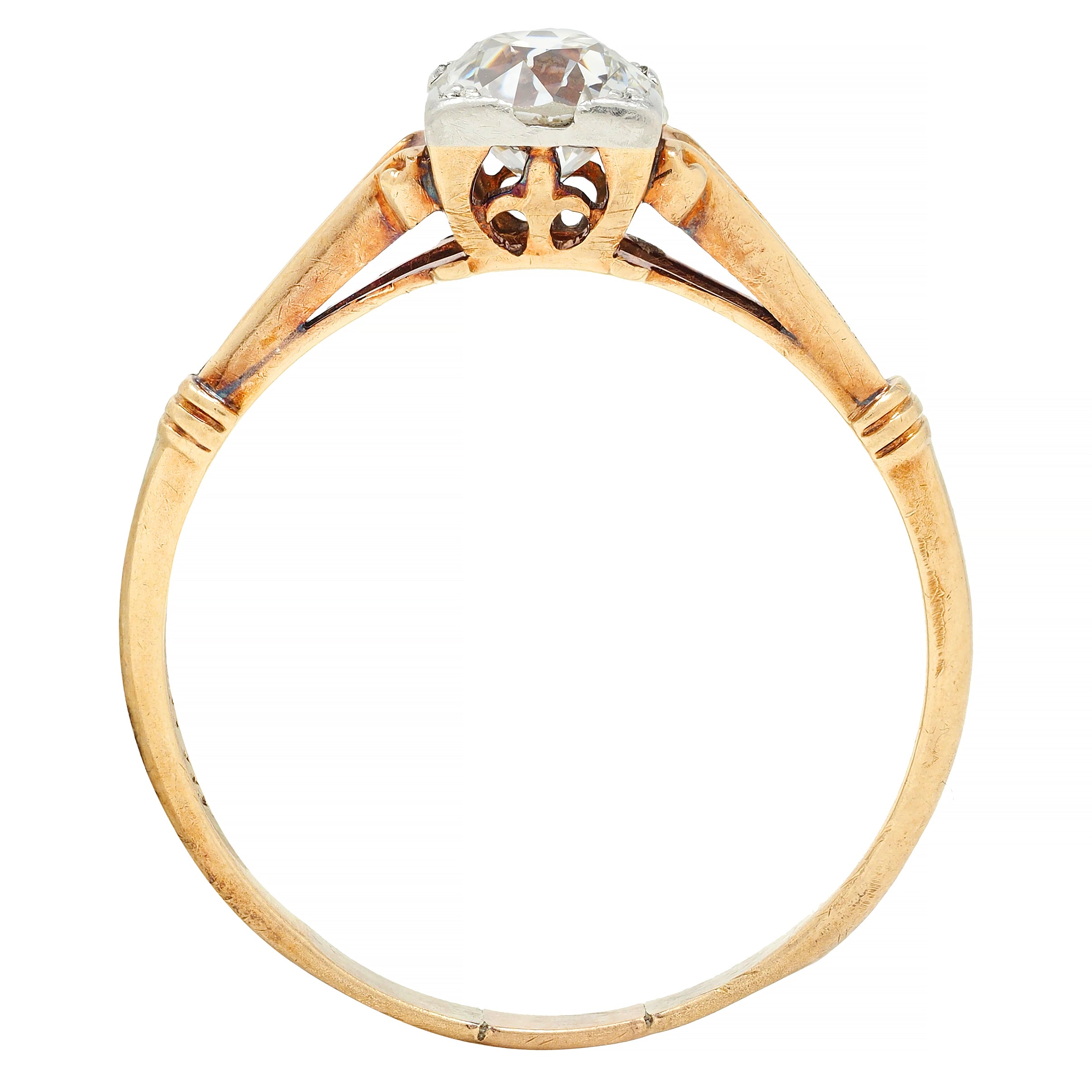 Brogan Co. Edwardian 0.70 CTW Platinum 14 Karat Gold Antique Engagement Ring