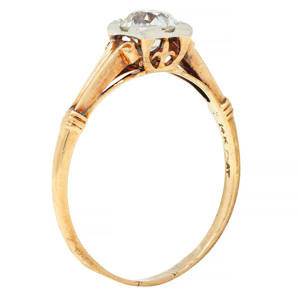 Brogan Co. Edwardian 0.70 CTW Platinum 14 Karat Gold Antique Engagement Ring