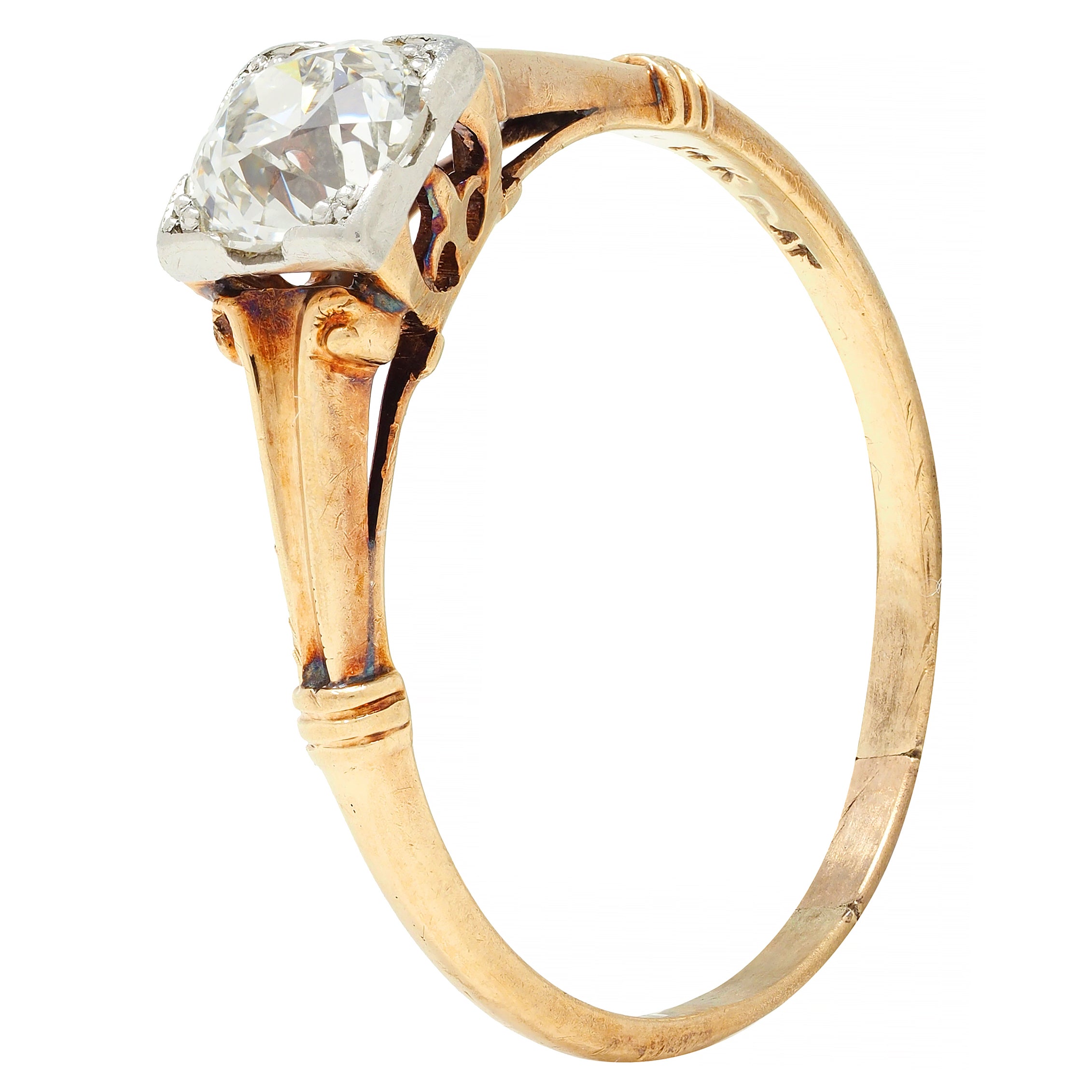 Brogan Co. Edwardian 0.70 CTW Platinum 14 Karat Gold Antique Engagement Ring