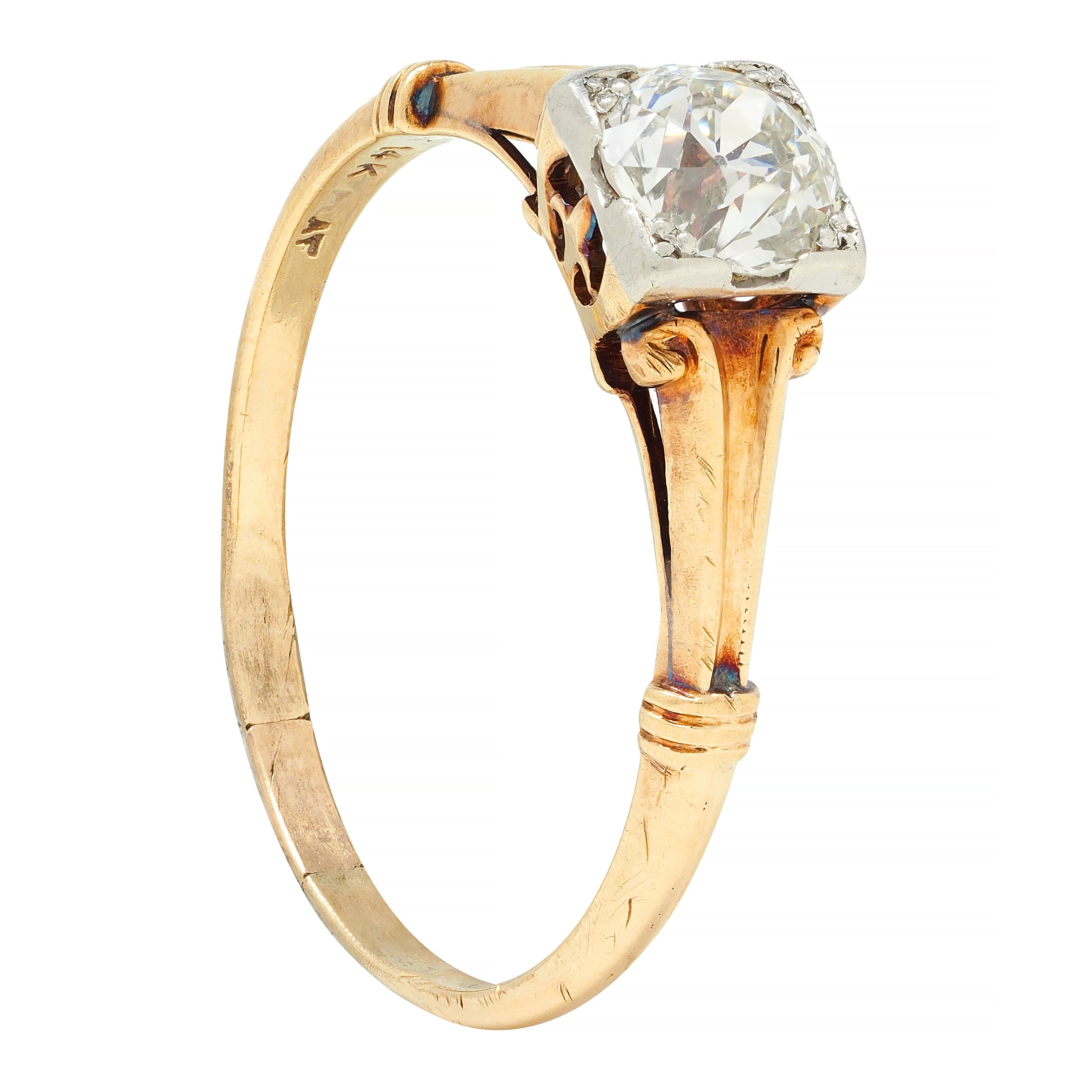 Brogan Co. Edwardian 0.70 CTW Platinum 14 Karat Gold Antique Engagement Ring