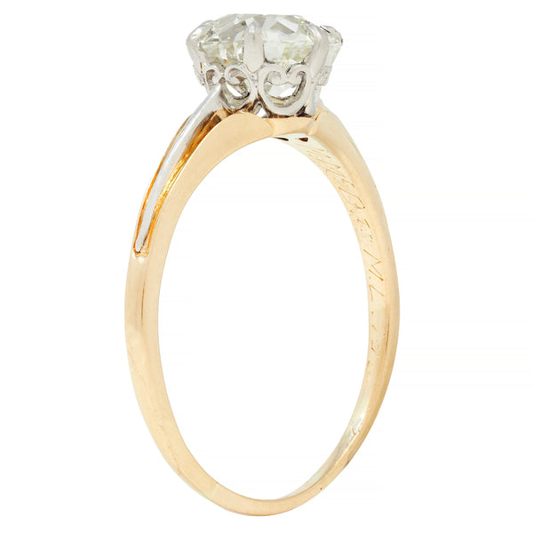 Late Victorian 1.46 CTW Old Mine Diamond Platinum 14 Karat Gold Engagement Ring