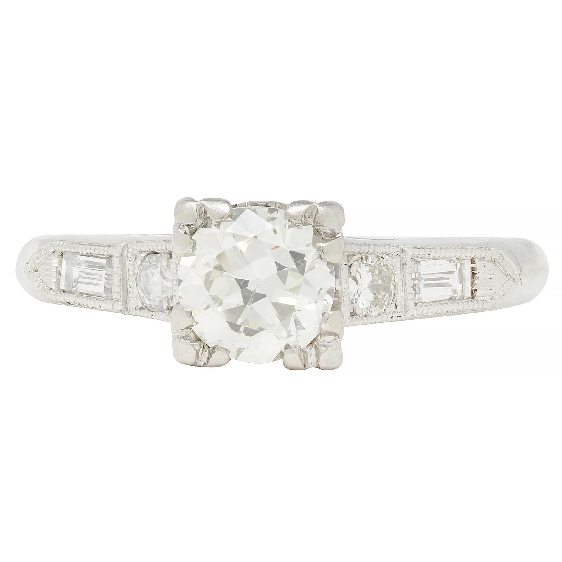 Art Deco 0.74 CTW Diamond Platinum Vintage Engagement Ring