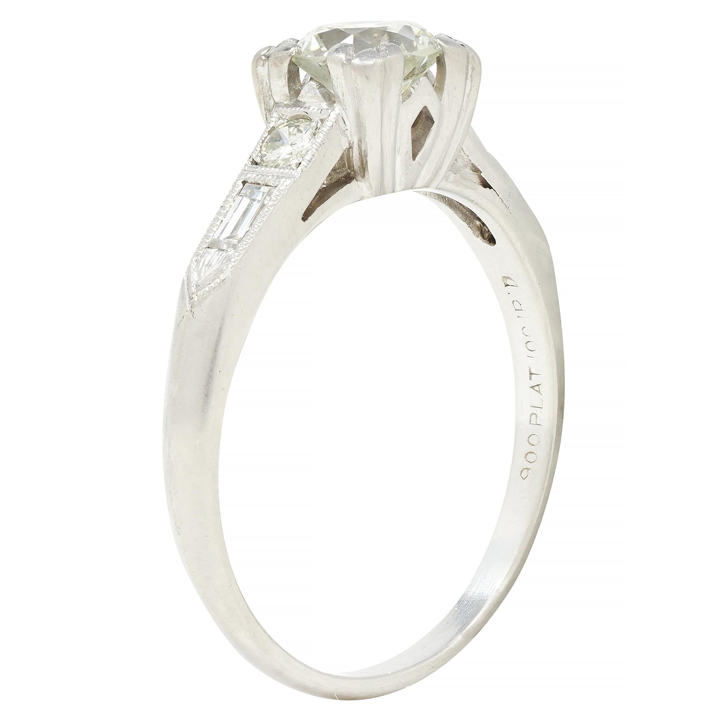 Art Deco 0.74 CTW Diamond Platinum Vintage Engagement Ring