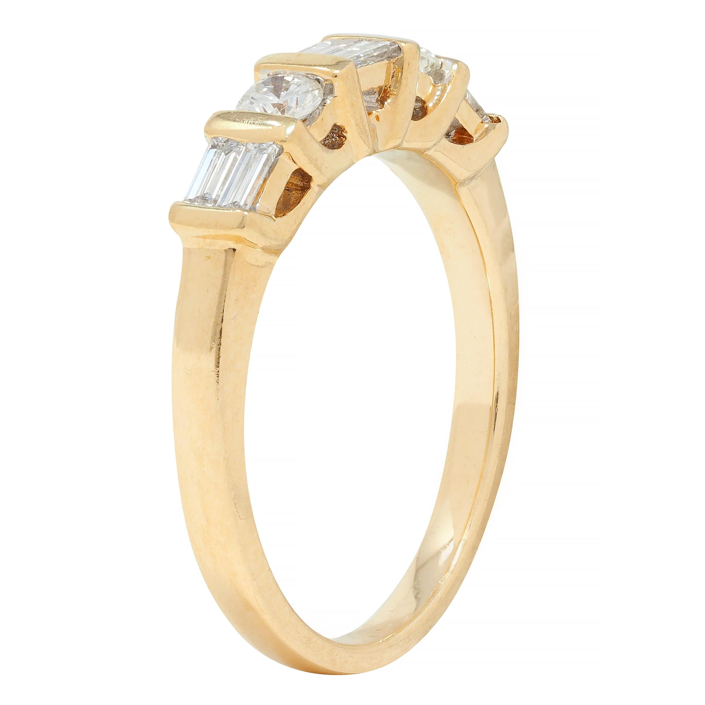 Contemporary 0.50 CTW Diamond 14 Karat Yellow Gold Band Ring