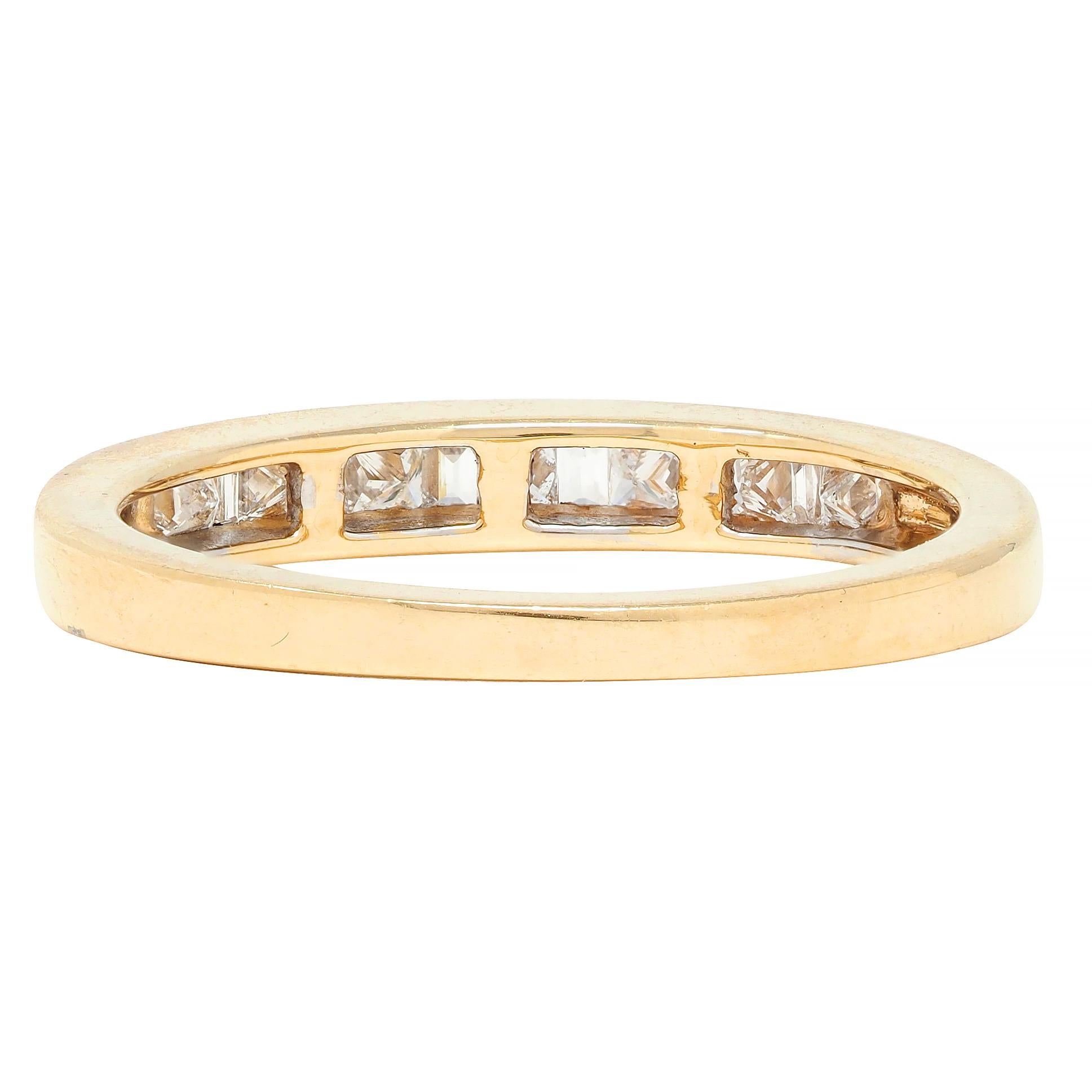 Contemporary 0.44 CTW Princess Cut Diamond 14 Karat Yellow Gold Band Ring