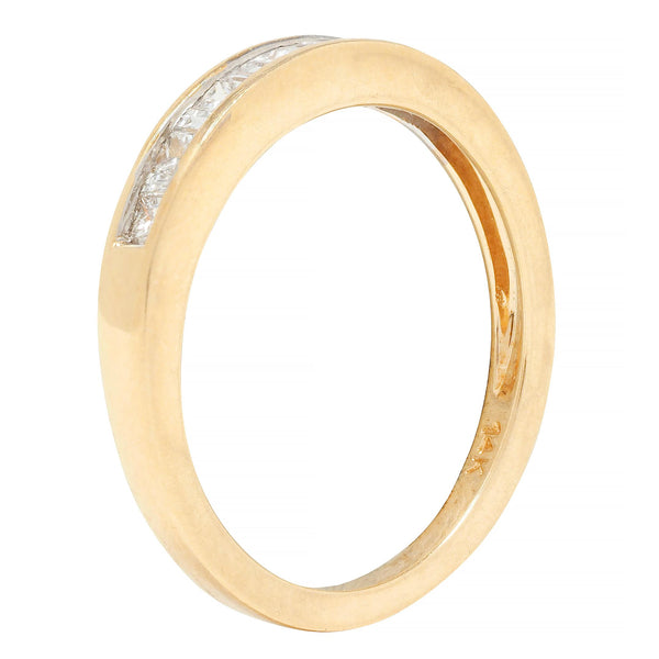 Contemporary 0.44 CTW Princess Cut Diamond 14 Karat Yellow Gold Band Ring
