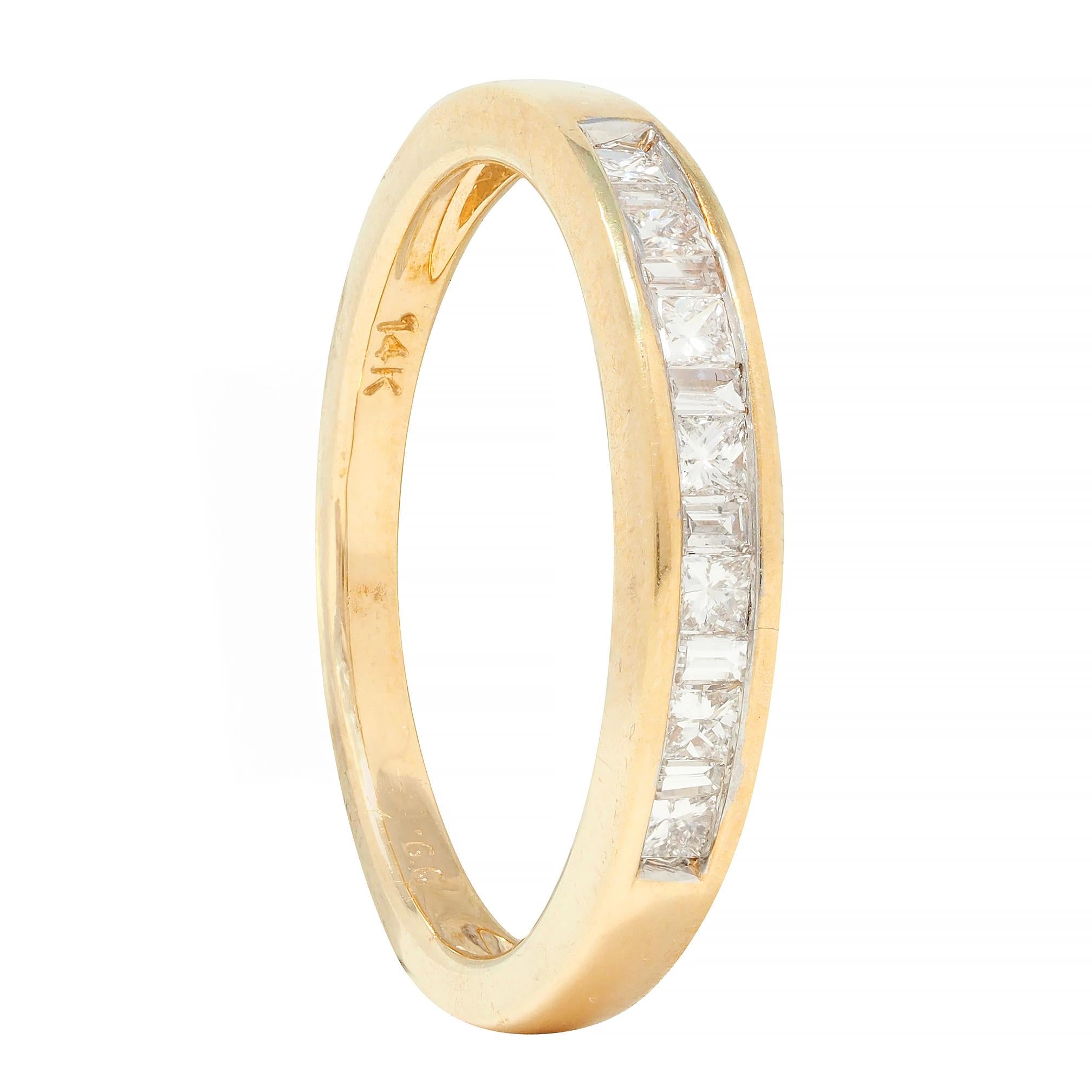 Contemporary 0.44 CTW Princess Cut Diamond 14 Karat Yellow Gold Band Ring