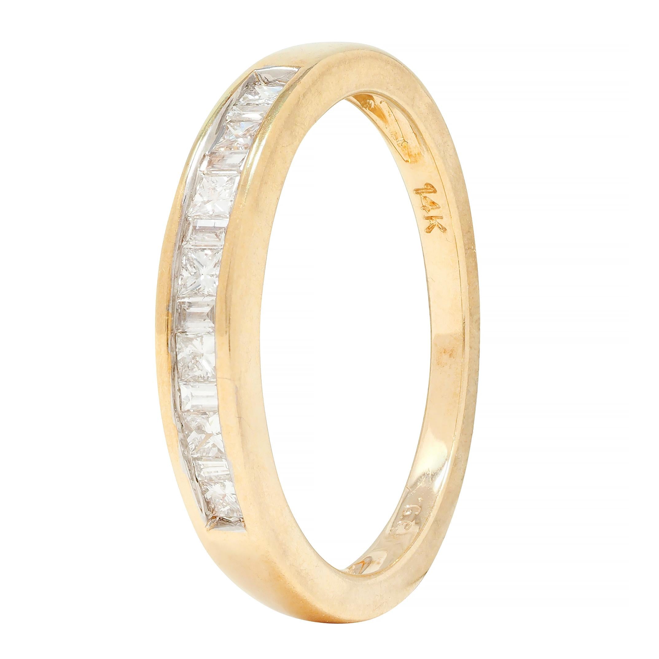 Contemporary 0.44 CTW Princess Cut Diamond 14 Karat Yellow Gold Band Ring