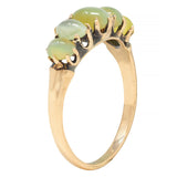 Victorian Cat's Eye Chrysoberyl 14 Karat Gold Five Stone Antique Band Ring