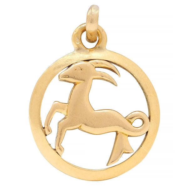 Cartier French 18 Karat Yellow Gold Capricorn Vintage Zodiac Charm Pendant