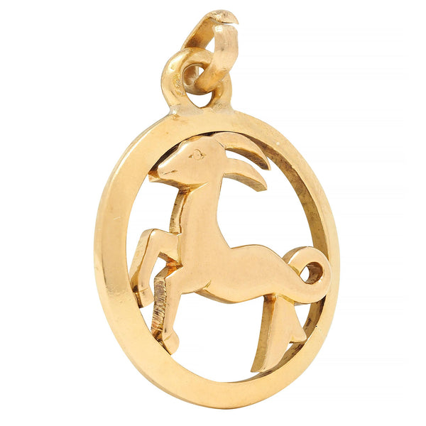 Cartier French 18 Karat Yellow Gold Capricorn Vintage Zodiac Charm Pendant