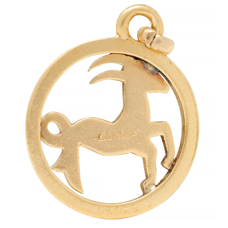 Cartier French 18 Karat Yellow Gold Capricorn Vintage Zodiac Charm Pendant