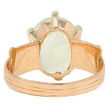 Victorian Moonstone 14 Karat Yellow Gold Ram Intaglio Thistle Antique Ring