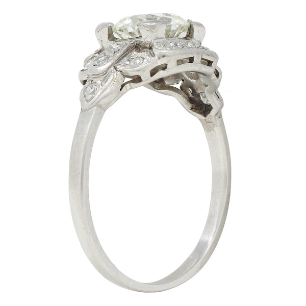 Art Deco 1.21 CTW Diamond Platinum Stepped Buckle Vintage Engagement Ring