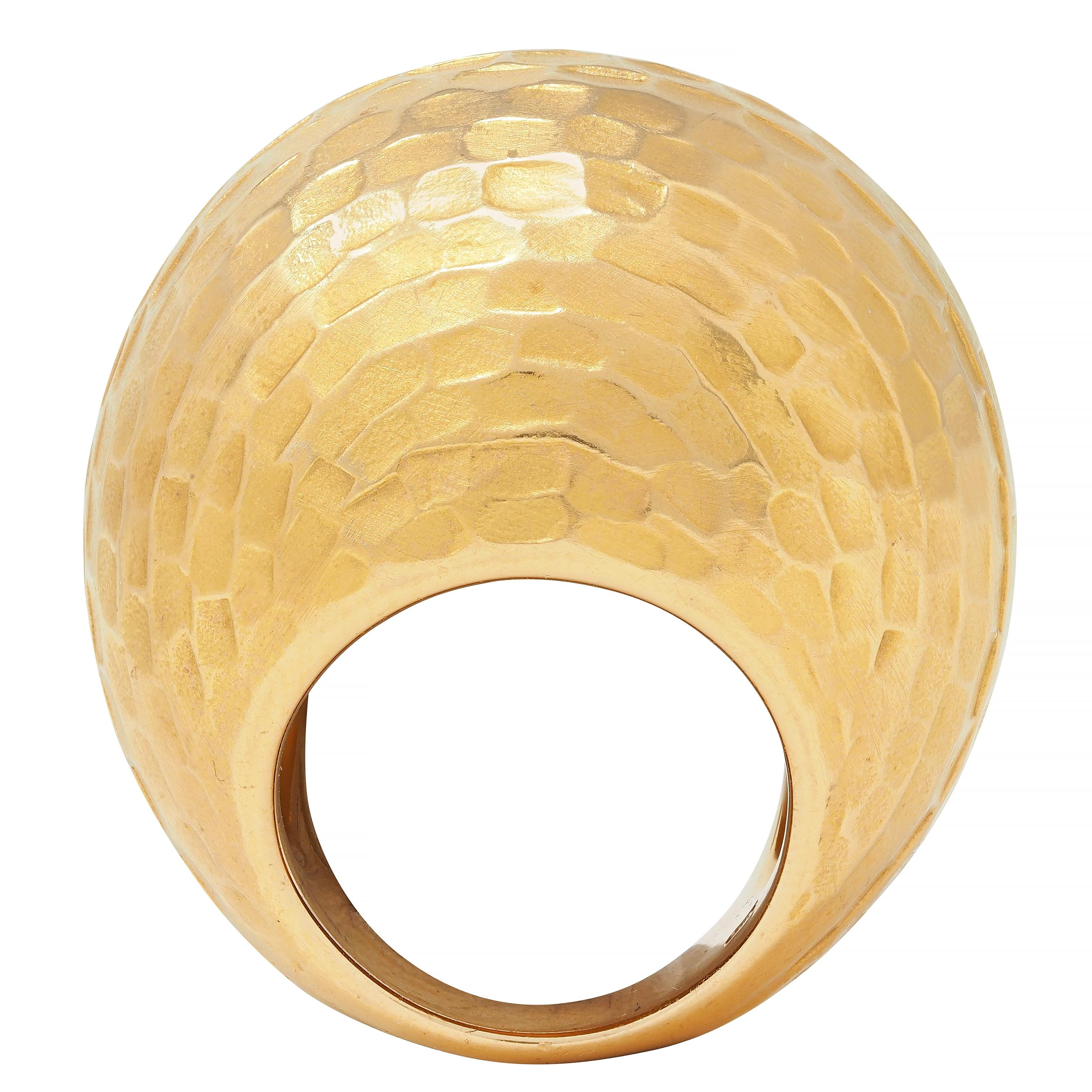 Pomellato 2005 18 Karat Yellow Gold Hammered Duna Cocktail Ring