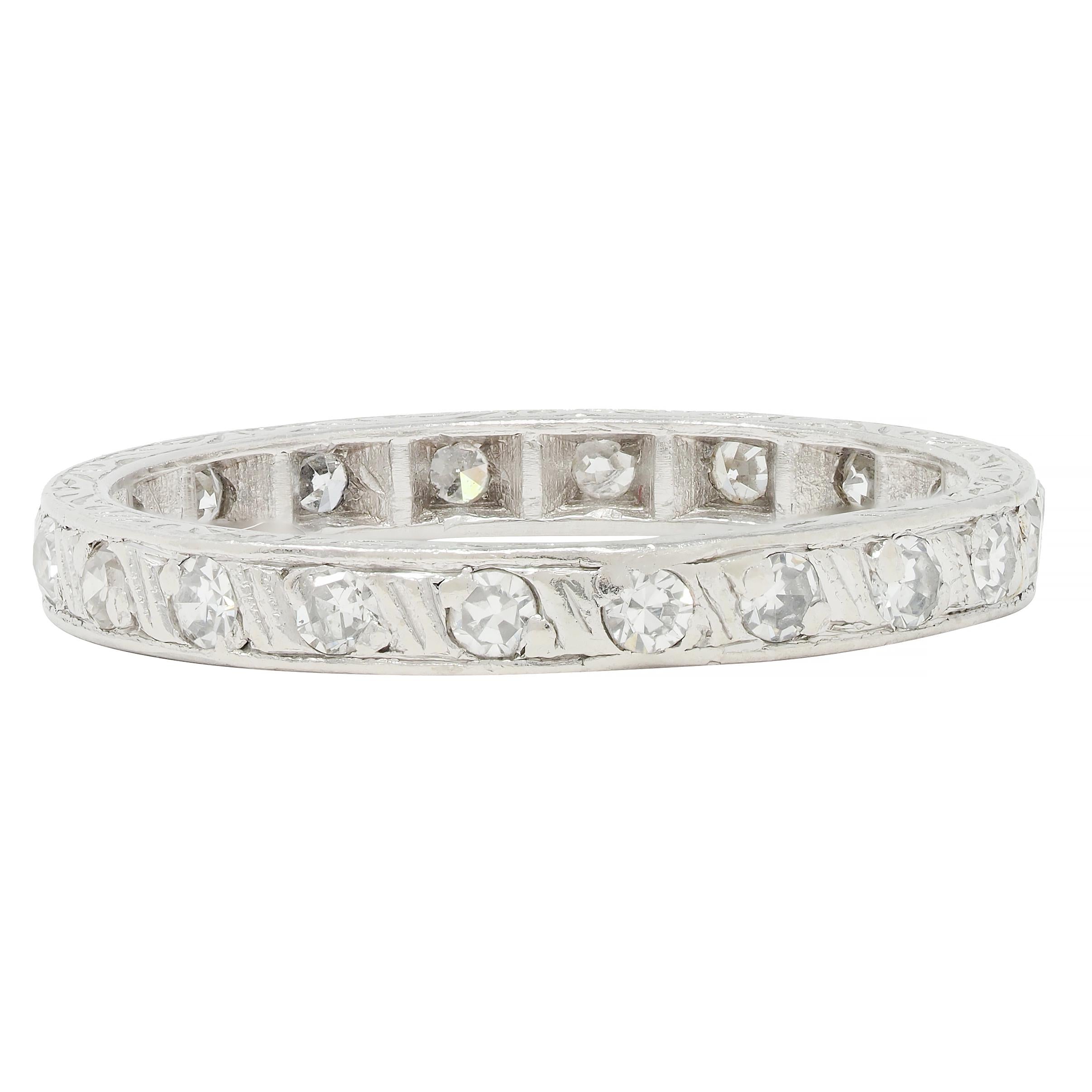 Art Deco 0.60 CTW Diamond Platinum Scrolling Band Ring