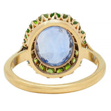 Vintage 5.63 CTW No Heat Ceylon Sapphire Demantoid Garnet 18 Karat Gold Ring