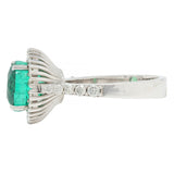 Contemporary 4.77 CTW Emerald Diamond 18 Karat Gold Halo Ring GIA
