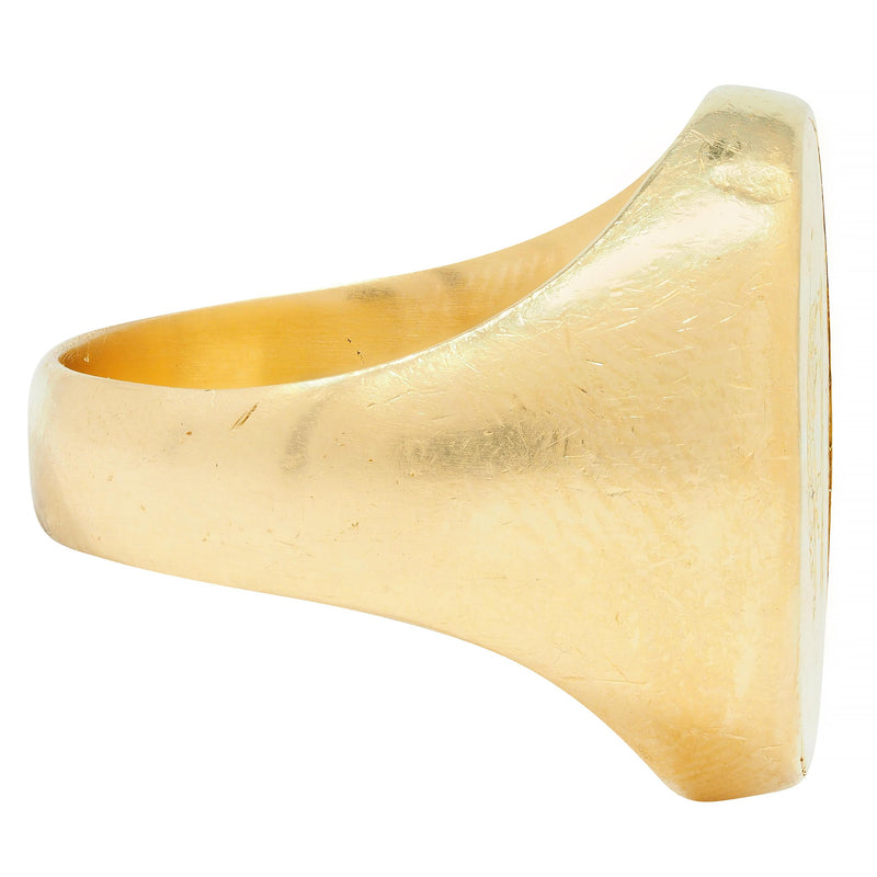 Victorian 18 Karat Yellow Gold Antique Boar Signet Ring