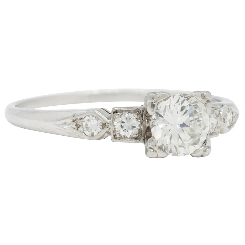 Retro 0.49 CTW Transitional Cut Diamond Platinum Vintage Engagement Ring