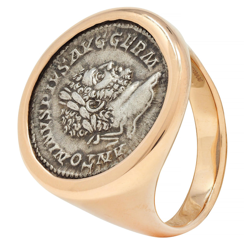 Bulgari Ancient Coin 18 Karat Rose Gold Monete Signet Ring