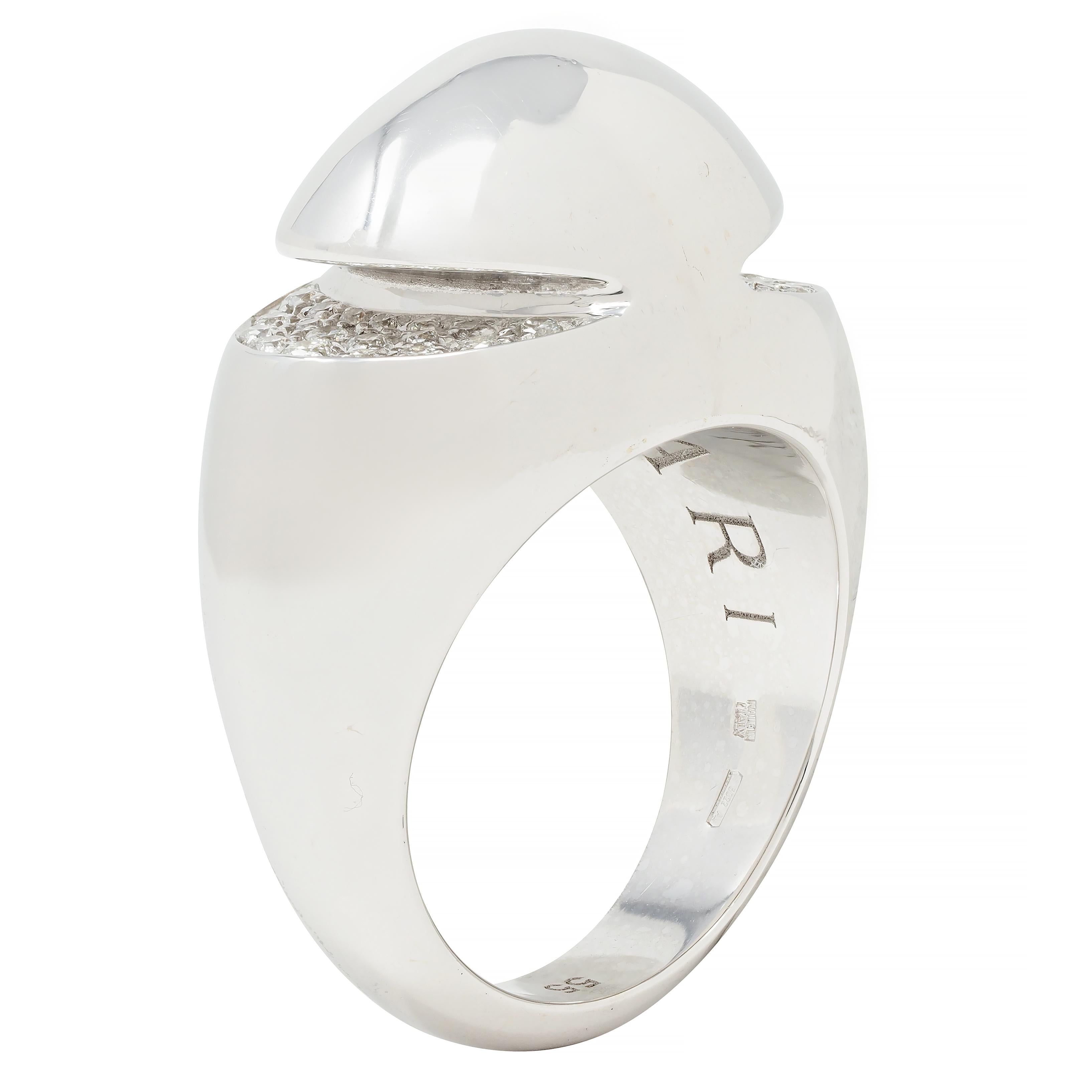 Bulgari Diamond 18 Karat White Gold Dome Modernist Vintage Ring