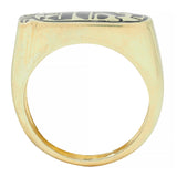 Contemporary Enamel 14 Karat Yellow Gold Egyptian Revival Cartouche Signet Ring