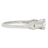 Art Deco 0.45 CTW Old European Cut Diamond Platinum Scroll Engagement Ring