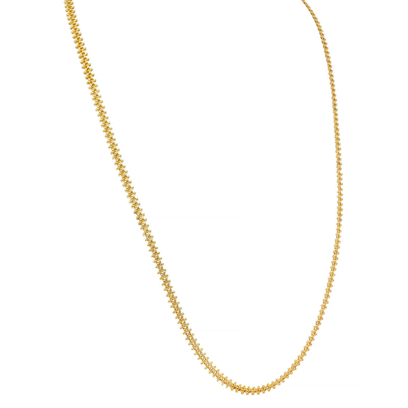 Victorian 18 Karat Yellow Gold Granulate Antique Fancy Chain Necklace