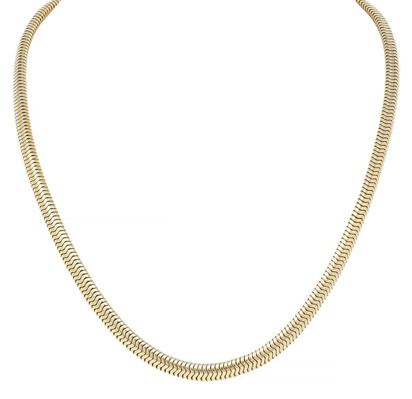 Tiffany & Co. 1940's Retro 14 Karat Yellow Gold Vintage Snake Chain Necklace